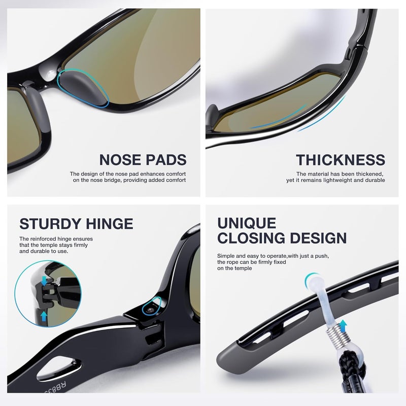 RIVBOS Sunglasses for Men Women Polarized UV Protection Sports Fishing Driving Shades Cycling RB833 - Image 4